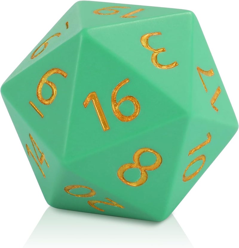 CSITORWWE 55mm Giant D20 Dice,20 Sided Resin Dice with Velvet Pouch, Titan Polyhedral Dice for TTRPG Tabletop Gaming,Dungeon Masters,RPG Adventures(Green) - Image 1